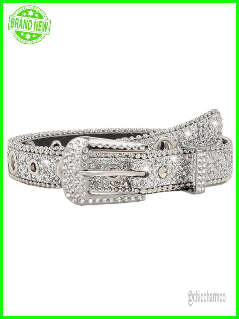 Rhinestone Western Skinny Belt Pearl Edging Cowgirl Bling